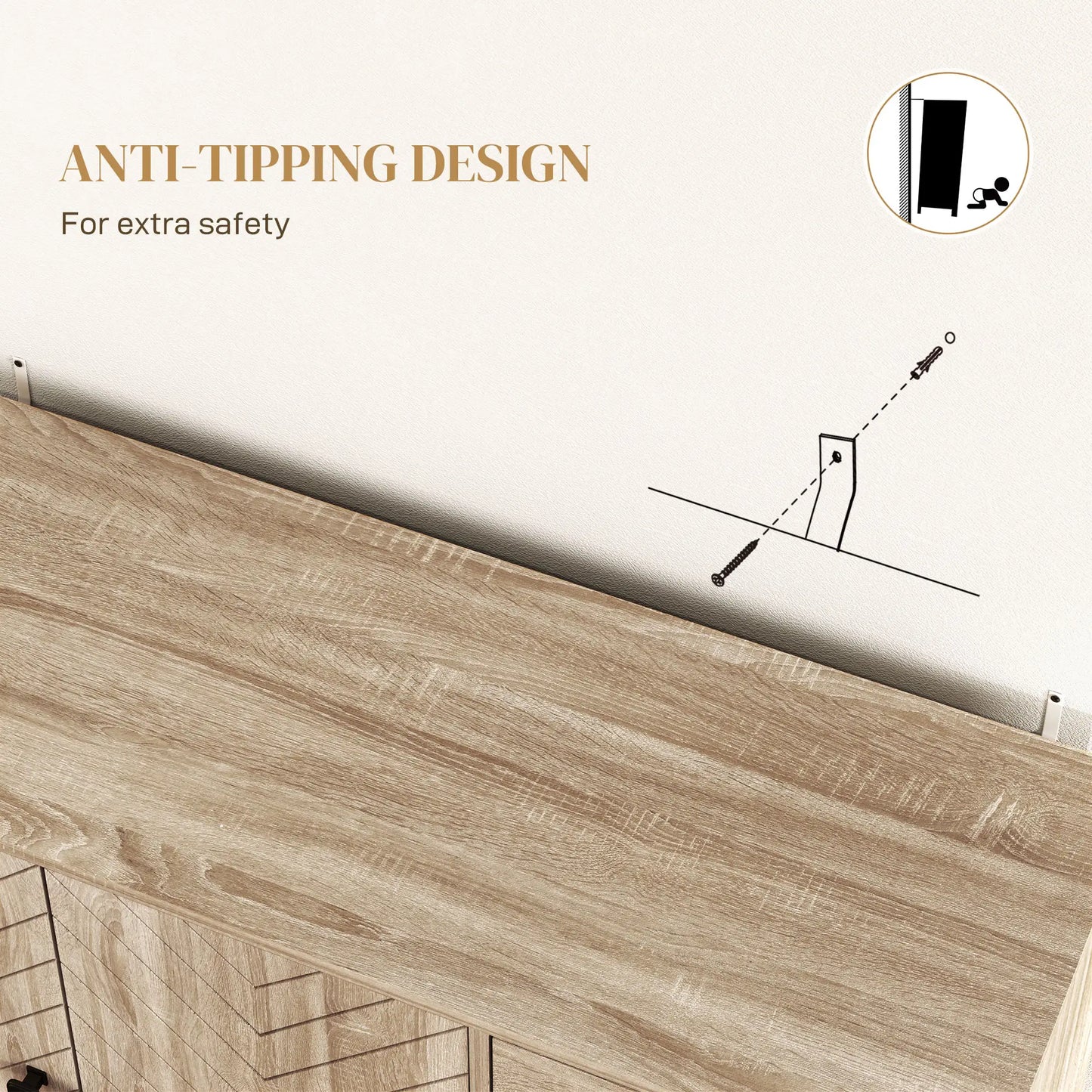 Modern Sideboard, 42.5" Buffet Cabinet, Adjustable Shelves, 3 Drawers, Oak Storage Cabinets at Gallery Canada