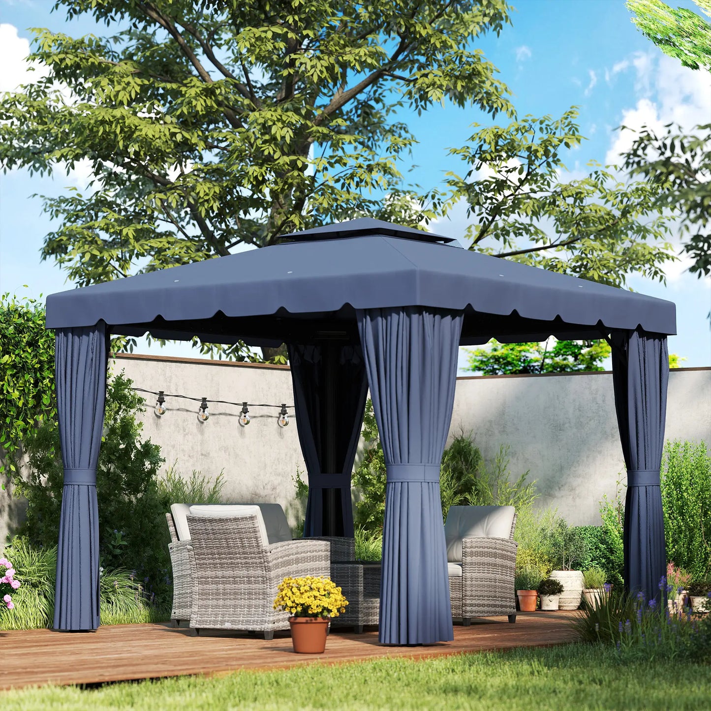 10' X 10' Outdoor Patio Gazebo, Dark Blue Gazebos at Gallery Canada