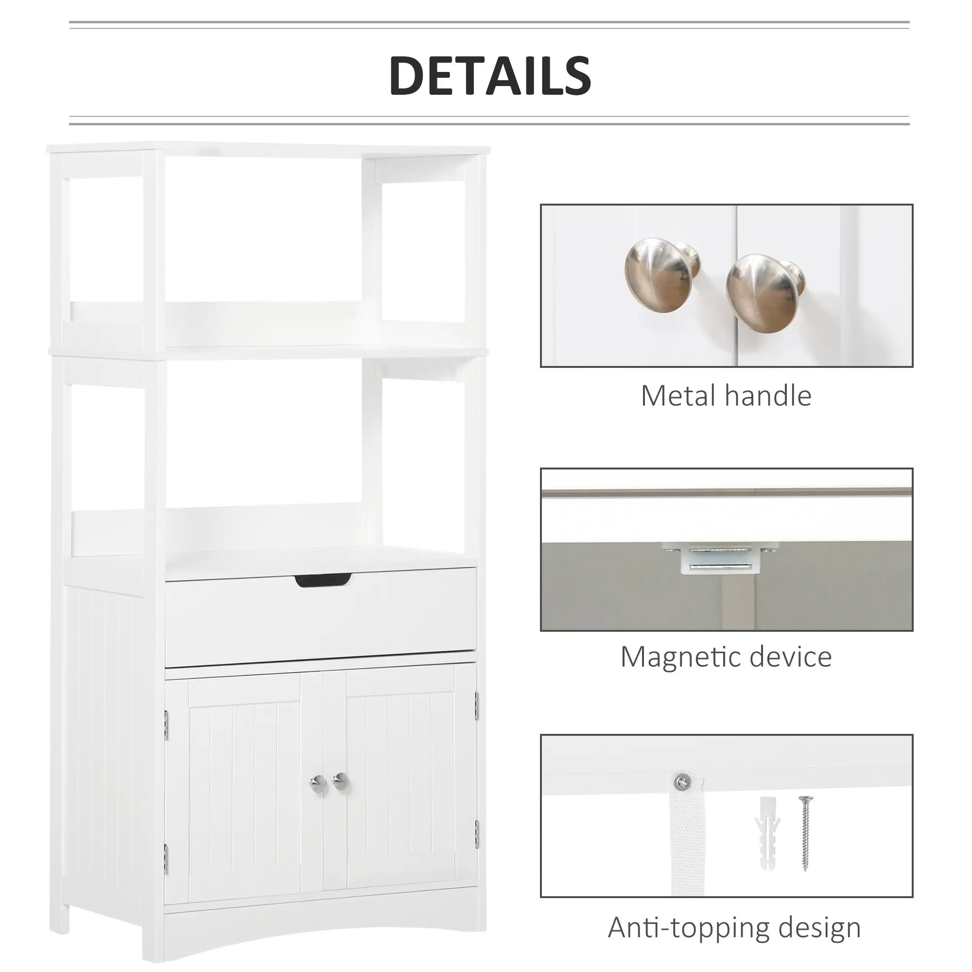Bathroom Floor Cabinet, Kitchen Cupboard with Shelves, Drawer, White Bathroom Cabinets at Gallery Canada