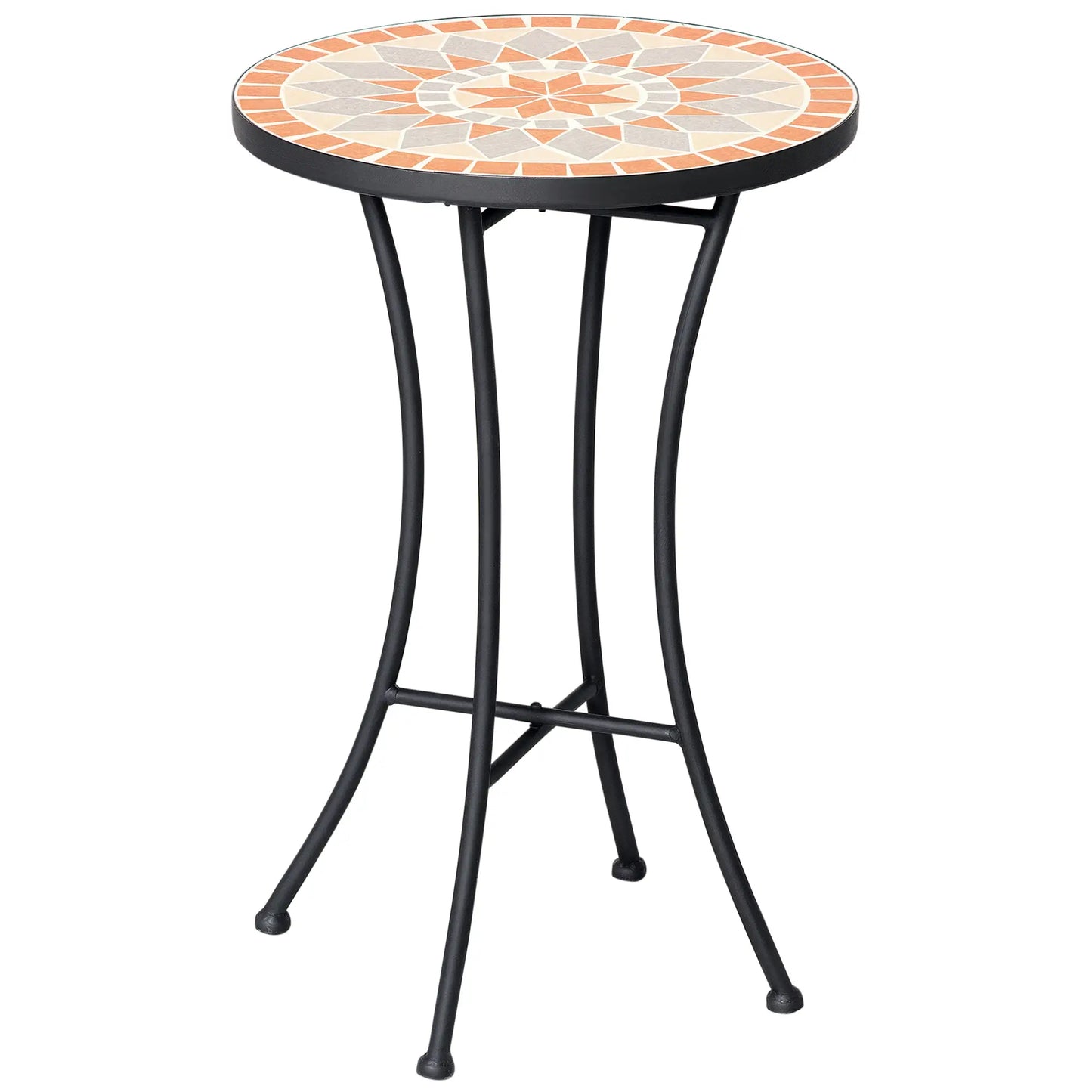 Round Mosaic Patio Table, Metal Frame, Outdoor Garden Furniture, Yellow Grey Patio Side Tables at Gallery Canada