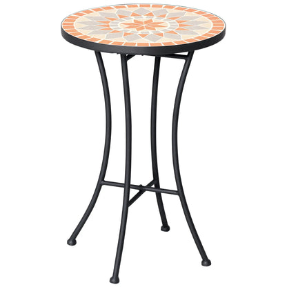 Round Mosaic Patio Table, Metal Frame, Outdoor Garden Furniture, Yellow Grey Patio Side Tables at Gallery Canada