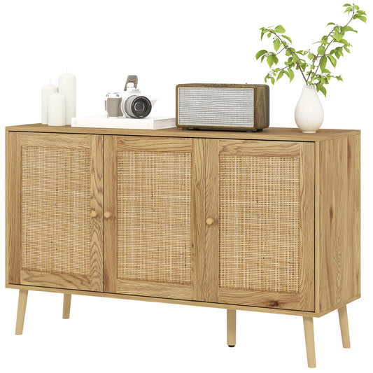 Bohemian Sideboard, Rattan Doors, Adjustable Shelf, Natural Wood Storage Cabinets Natural wood finish at Gallery Canada