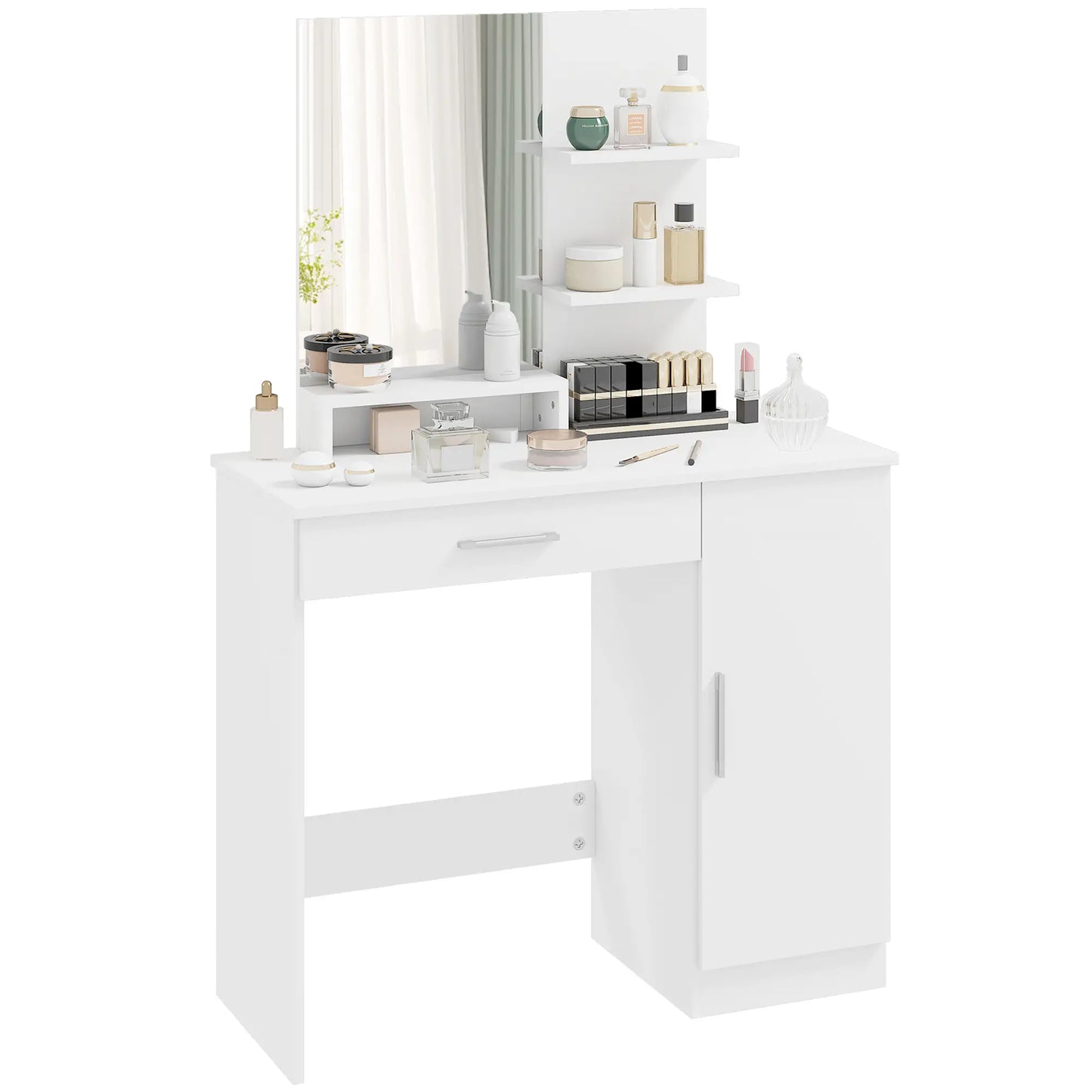 Vanity Desk With Mirror, Drawer, Shelves, Cabinet, Adjustable Shelves Dressing & Vanity Tables at Gallery Canada