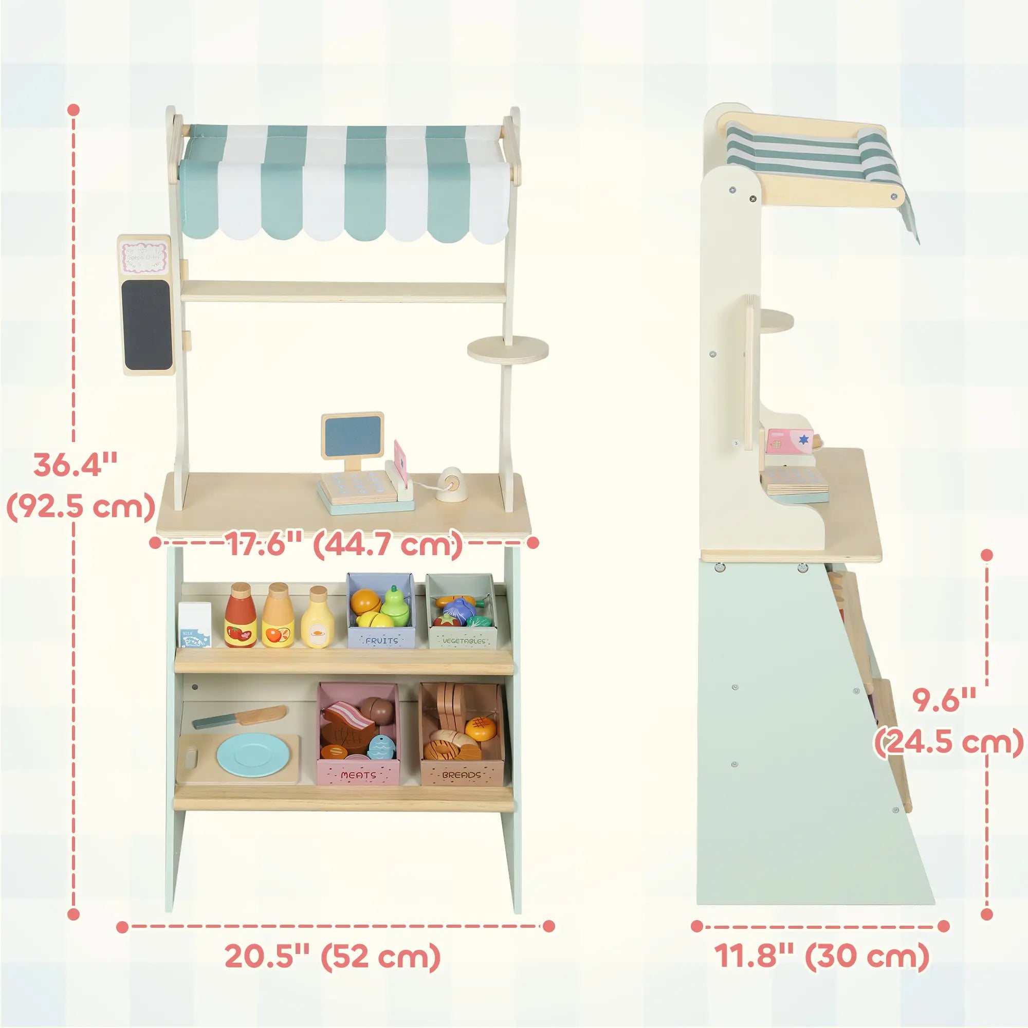 Kids Grocery Store Playset, Toy Set with Cash Register, Chalkboard, Food Toy Playsets at Gallery Canada