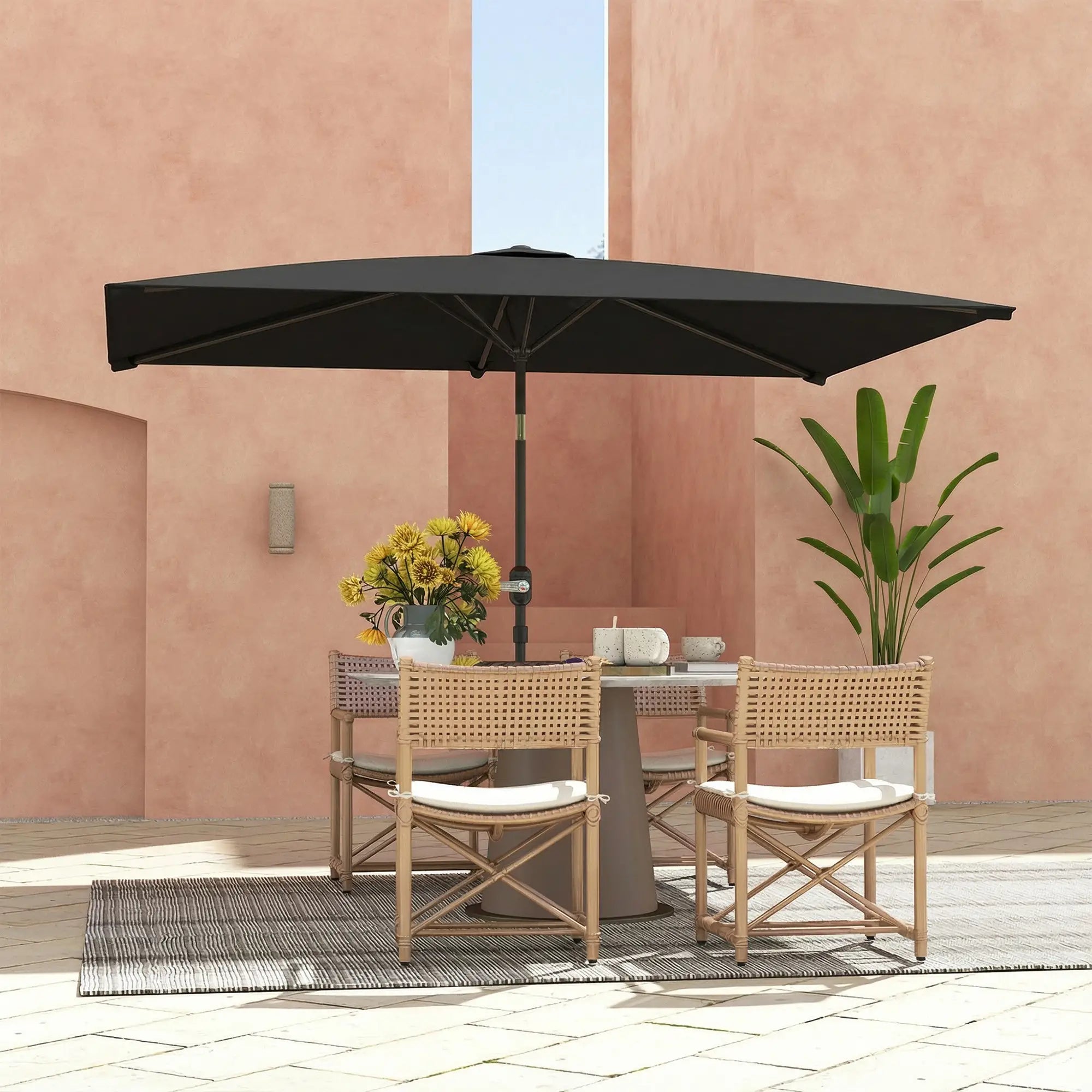 6.4 x 9.7ft Rectangle Aluminum Tilt Patio Umbrella, With Crank, Black Offset Cantilever Umbrellas at Gallery Canada