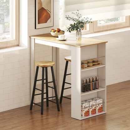 Modern Bar Table, 3 Storage Shelves, Kitchen Dining Room, White Bar Tables & Dining Tables at Gallery Canada