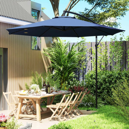 9.7ft Offset Patio Umbrella, 8 Ribs, Crank Handle, Cross Base, Blue Offset Cantilever Umbrellas at Gallery Canada