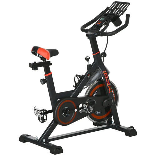 Adjustable Upright Exercise Bike, LCD Display, Indoor Cycling, Adjustable Resistance, Red
