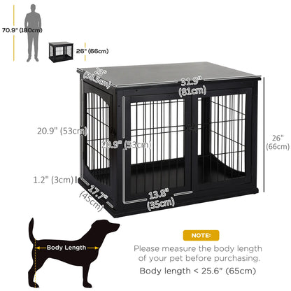 26" Wooden Dog Cage, Double Door, Modern Design, Black Houses, Kennels & Pens at Gallery Canada