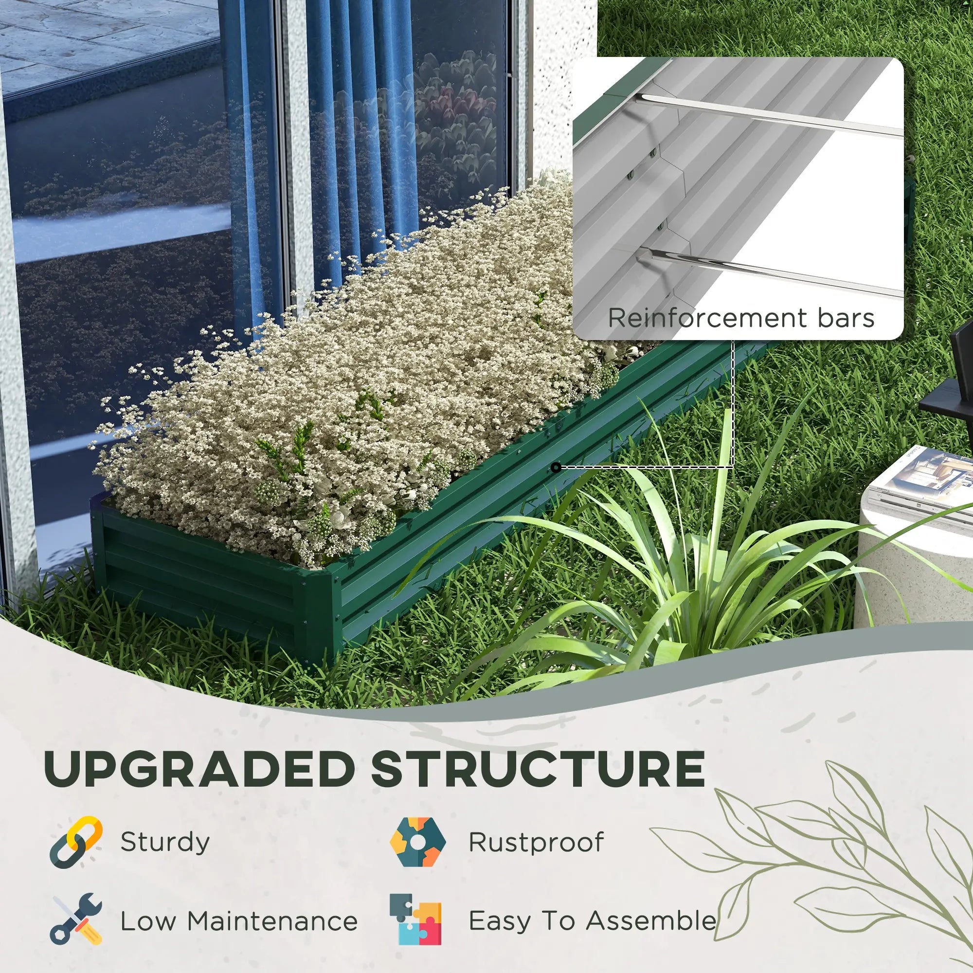 Galvanized Raised Garden Bed, Steel Planter Box, 82