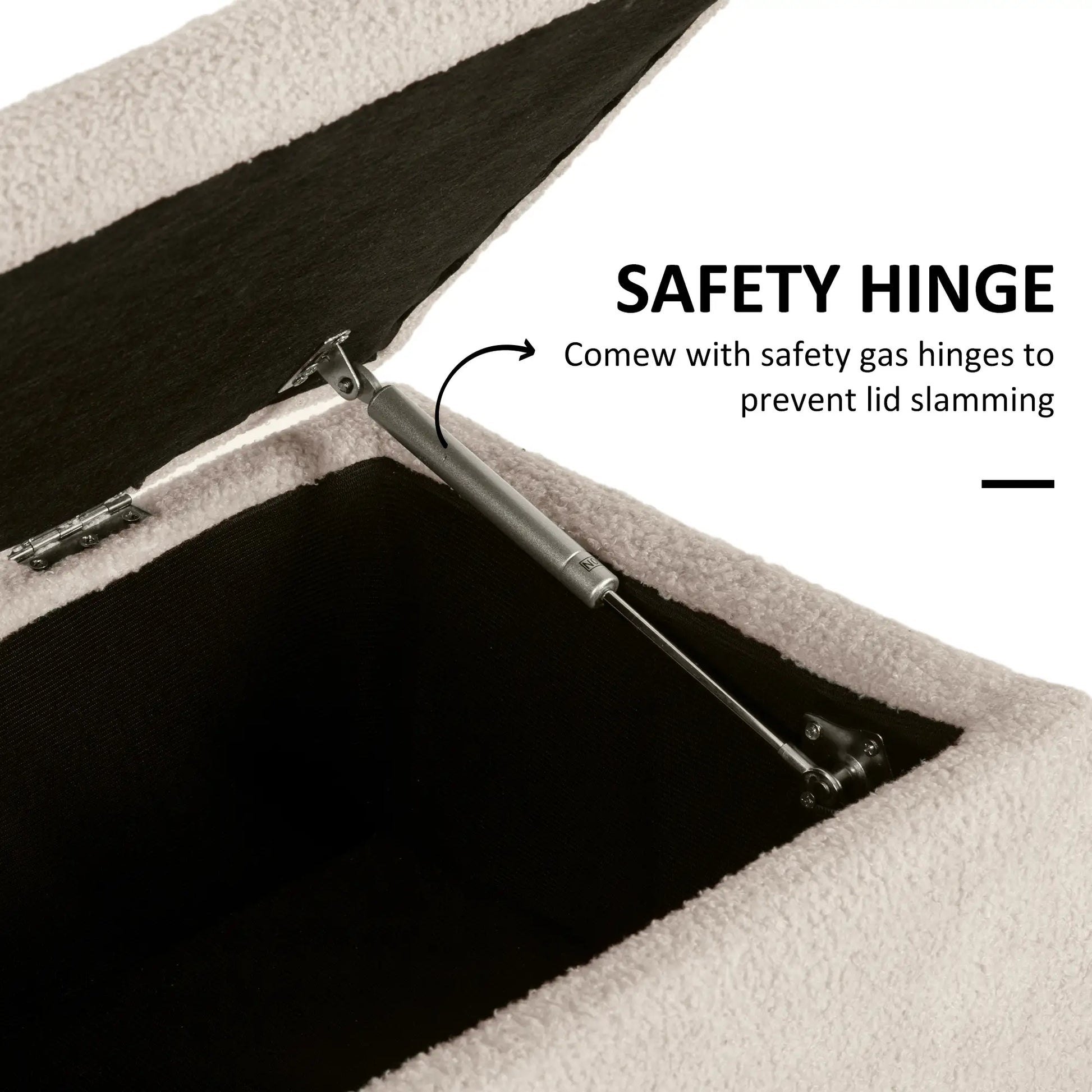 Modern Storage Bench, Ottoman with Lamb's Wool Upholstery, Cream White Storage Ottomans & Benches at Gallery Canada