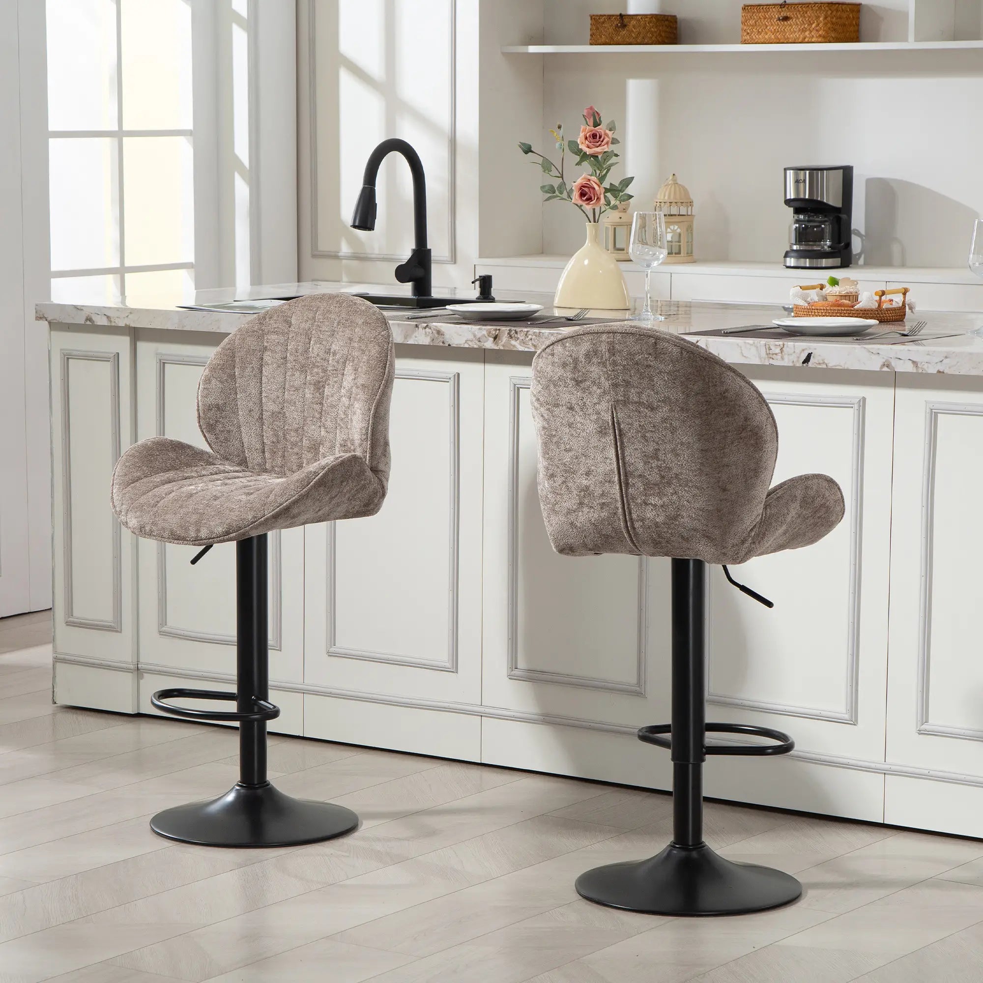 Swivel Bar Stools Set Of 2, Adjustable Height, Brown Bar Stools at Gallery Canada
