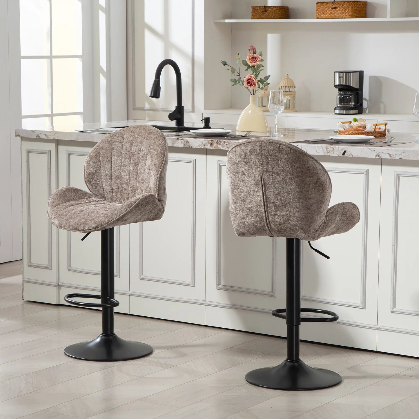 Swivel Bar Stools Set Of 2, Adjustable Height, Brown Bar Stools at Gallery Canada