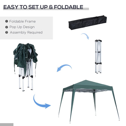 8' x 8' Pop Up Canopy, Outdoor Foldable Tent, Portable with Bag, Green Pop Up Canopies at Gallery Canada