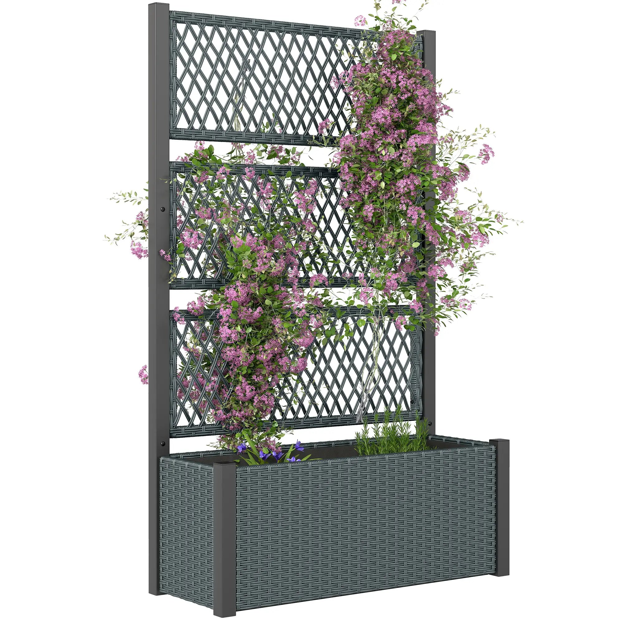 Wicker Outdoor Planter With Trellis, 58