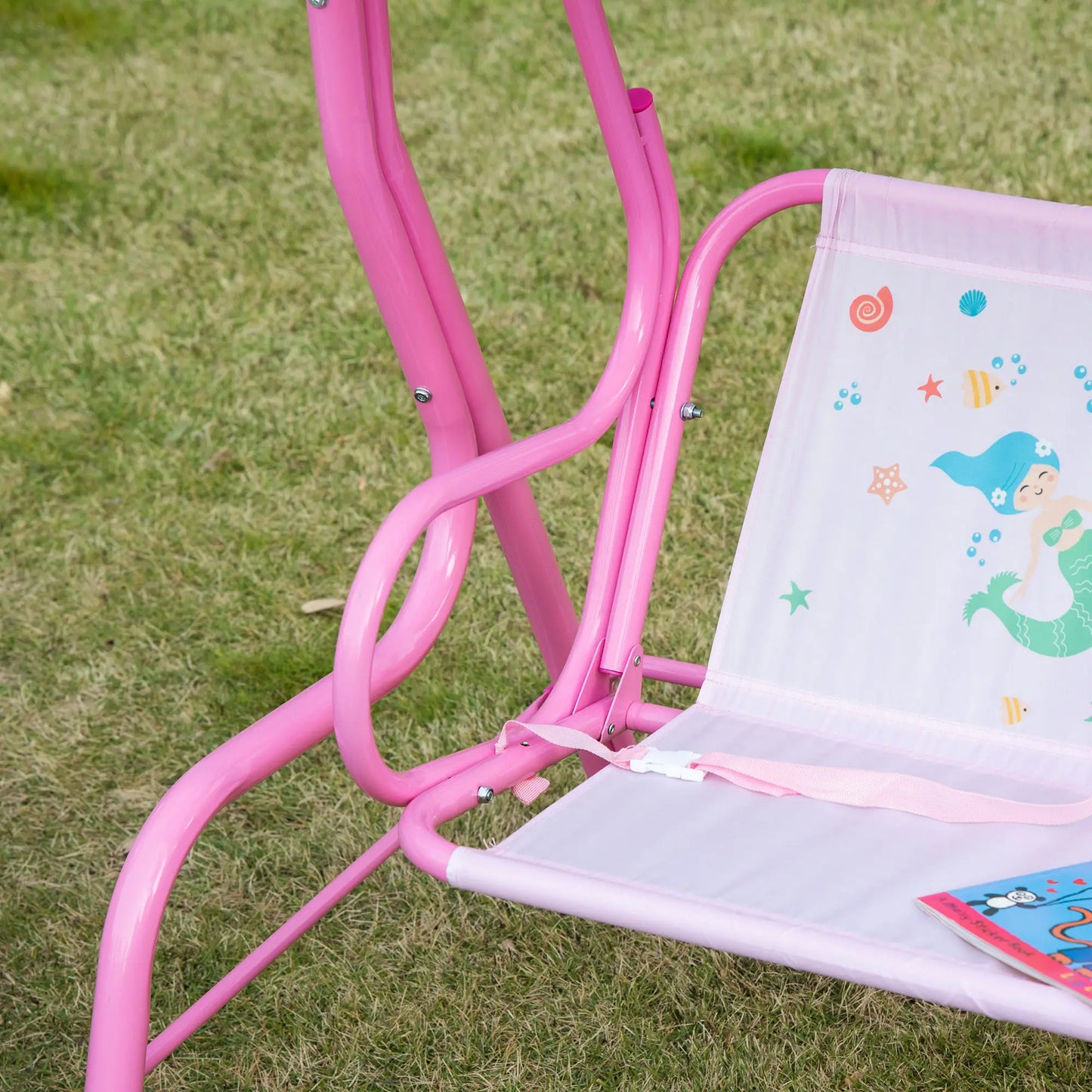 2-Seat Kids Porch Swing, Outdoor Chair with Canopy, Seat Belt, Mermaid, Pink Gym Sets & Swings at Gallery Canada