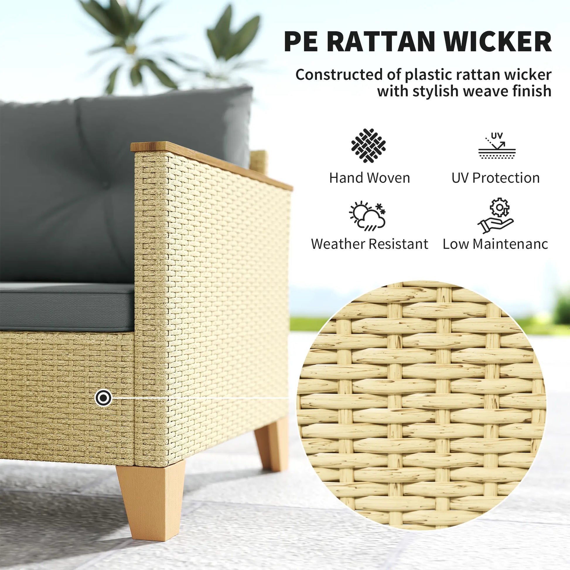 3 Piece L-Shaped Patio Set, Wood Top Coffee Table, Light Grey Patio Furniture Sets at Gallery Canada