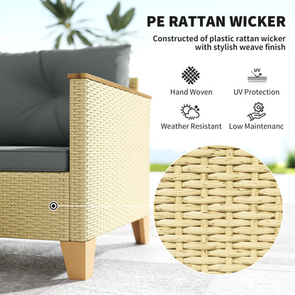 3 Piece L-Shaped Patio Set, Wood Top Coffee Table, Light Grey Patio Furniture Sets at Gallery Canada