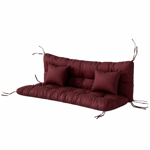4-Piece Patio Chair Cushion Set, With Ties, Wine Red