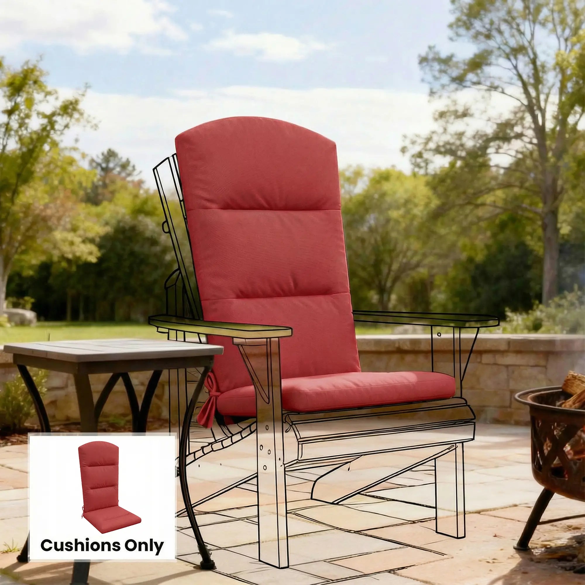Patio Chair Cushion For Adirondack Chairs, Wine Red Patio Chair Cushions at Gallery Canada