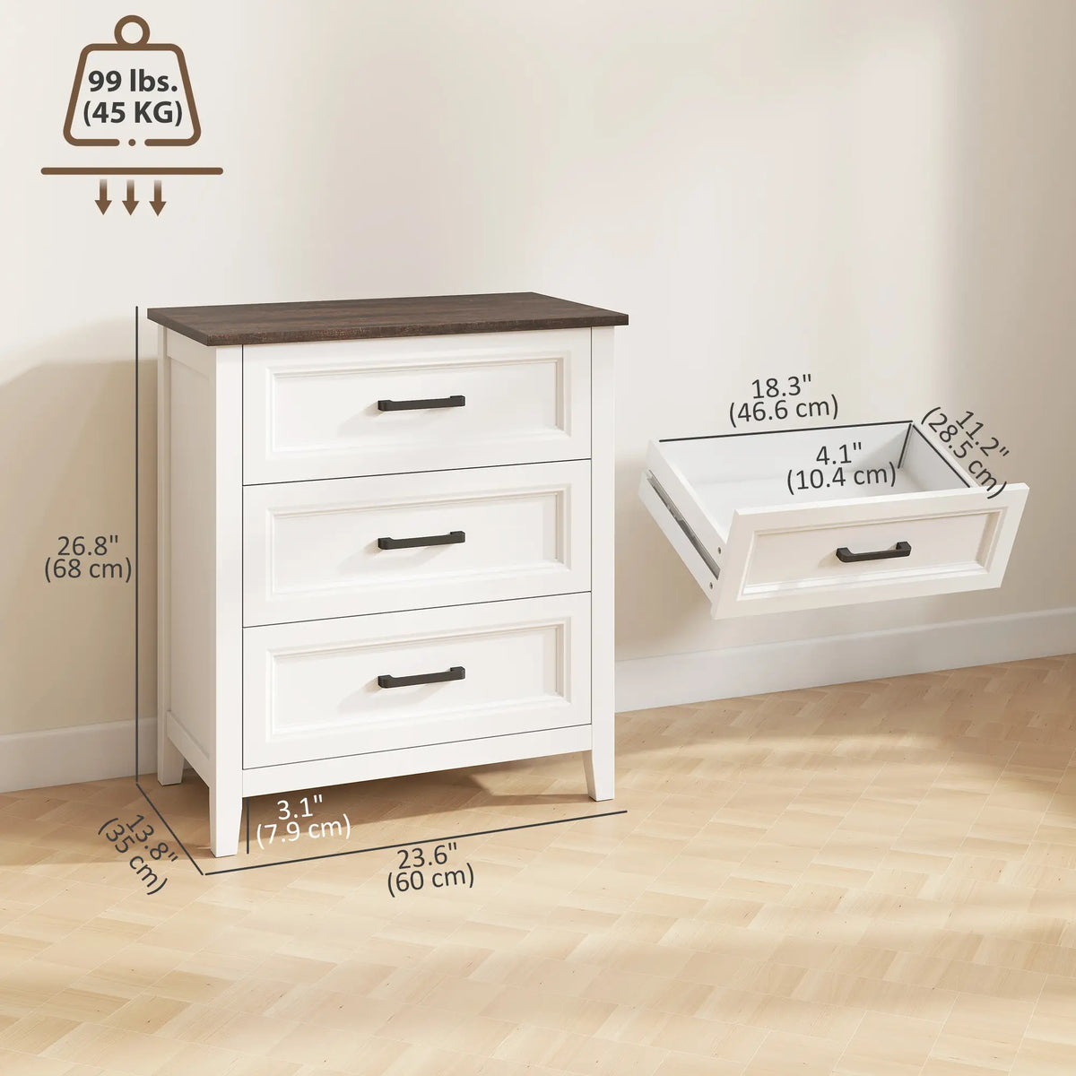 3 Drawer Dresser Chest For Bedroom Storage Chest Of Drawers