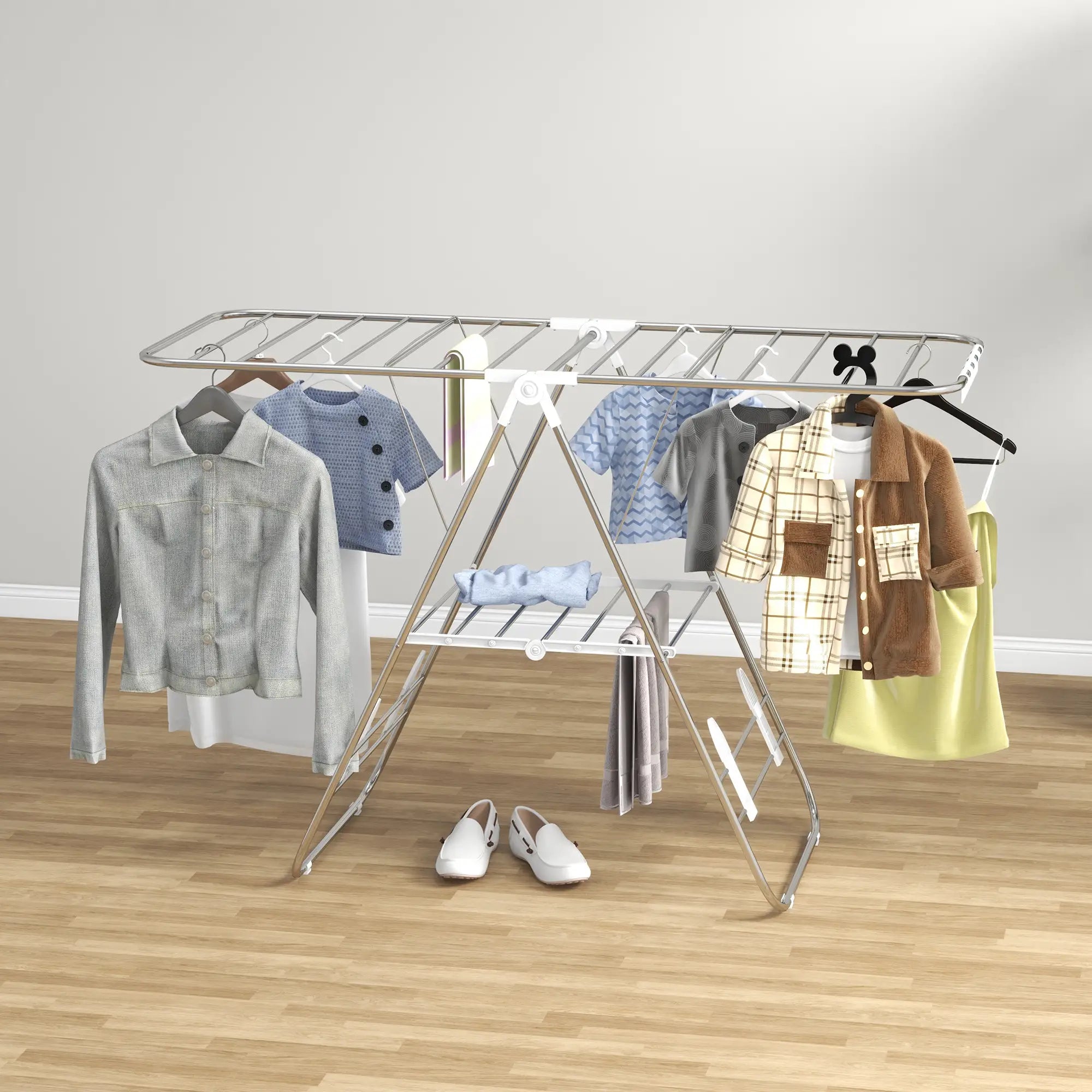 Stainless Steel 2-Tier Foldable Clothes Drying Rack, Silver Bath Accessories at Gallery Canada