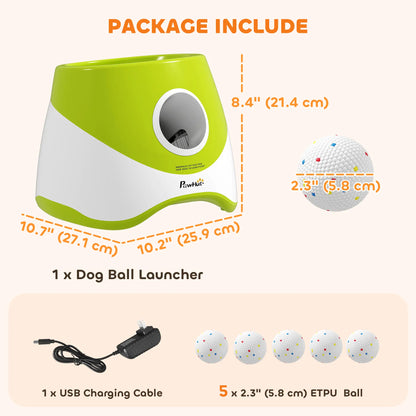 Automatic Dog Ball Launcher, 2.3" 5 Tennis Balls, 3 Distance Settings, Green Dog Agility Training Equipment at Gallery Canada