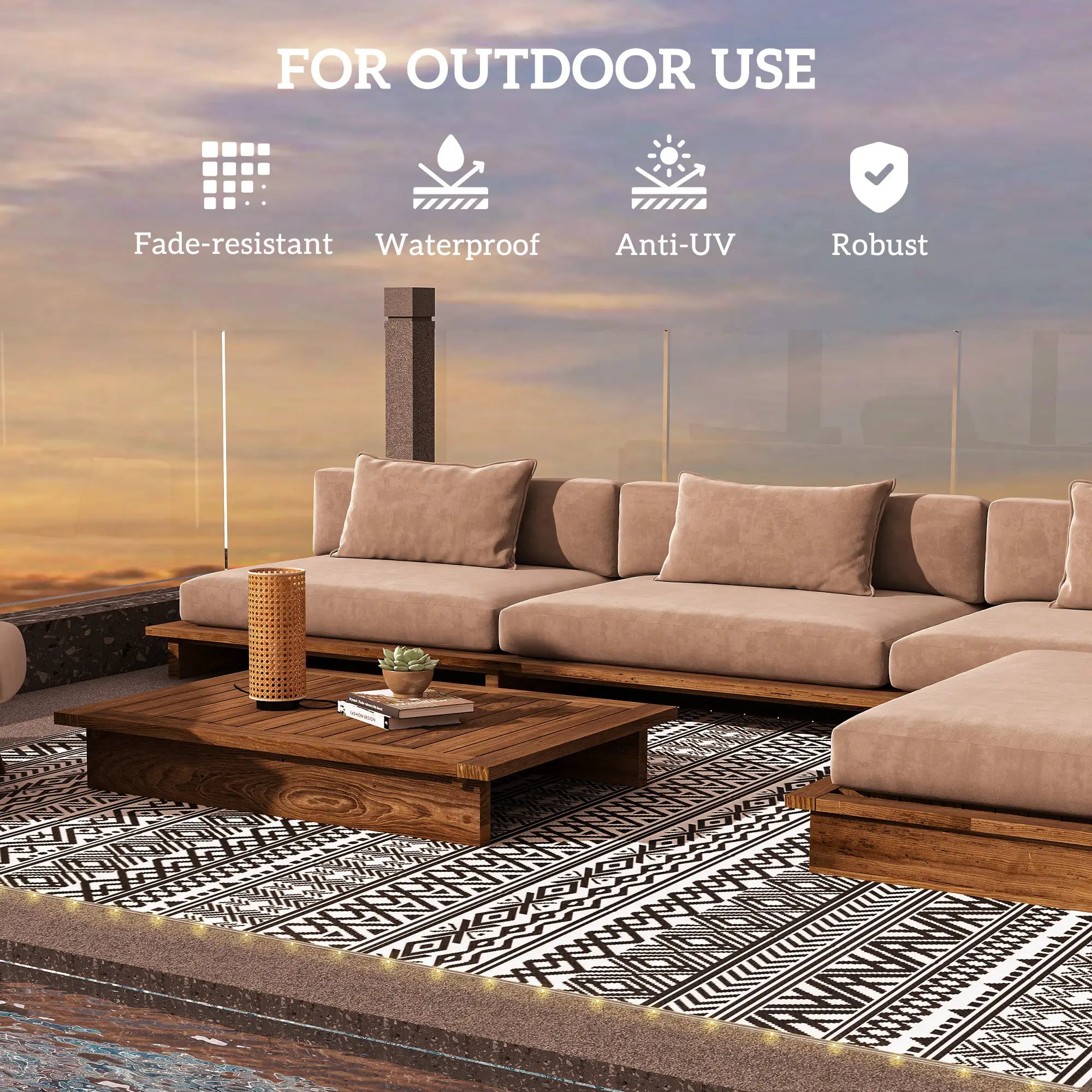 Reversible Outdoor Rug With USB Lights, 12' x 9', Carry Bag For Camping Outdoor Reversible Rugs at Gallery Canada