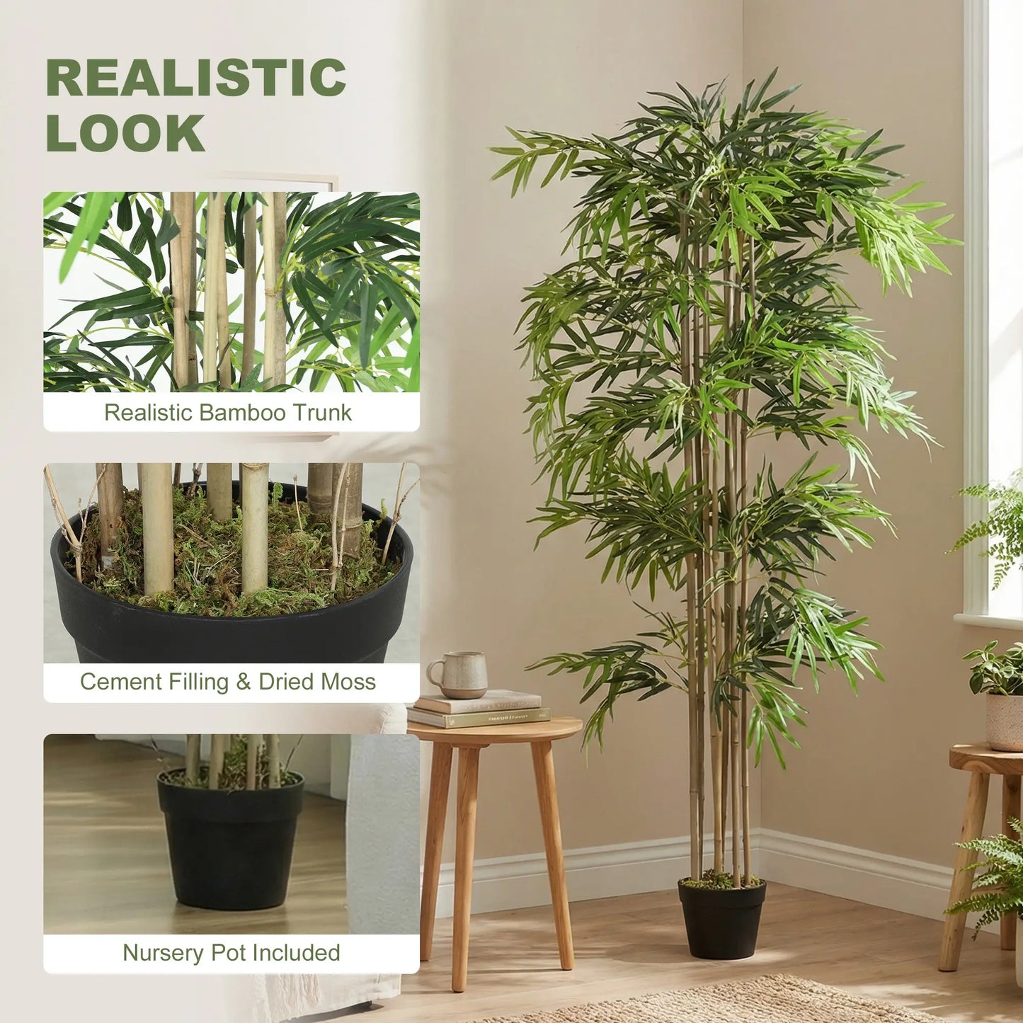 6FT Artificial Bamboo Tree Set Of 2, 1530 Leaves, Green Artificial Trees at Gallery Canada