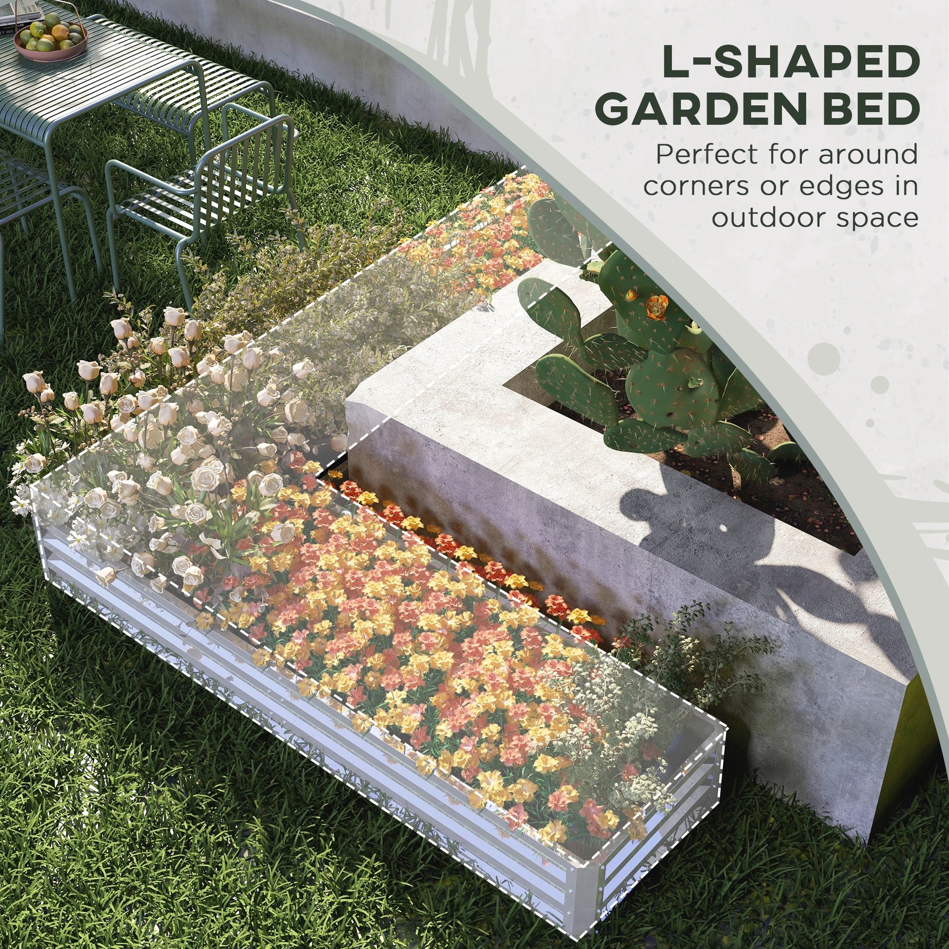 Galvanized Steel Raised Garden Bed, 82" x 109" x 12", Silver Galvanized Planter Boxes at Gallery Canada