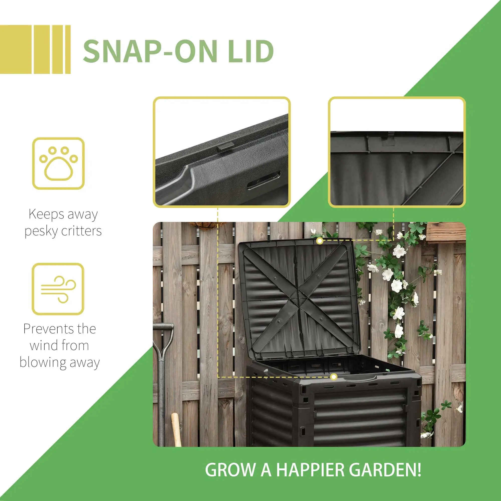 Large Outdoor Compost Bin, 80 Gallon, Easy Assembly, Black Outdoor Compost Bin at Gallery Canada