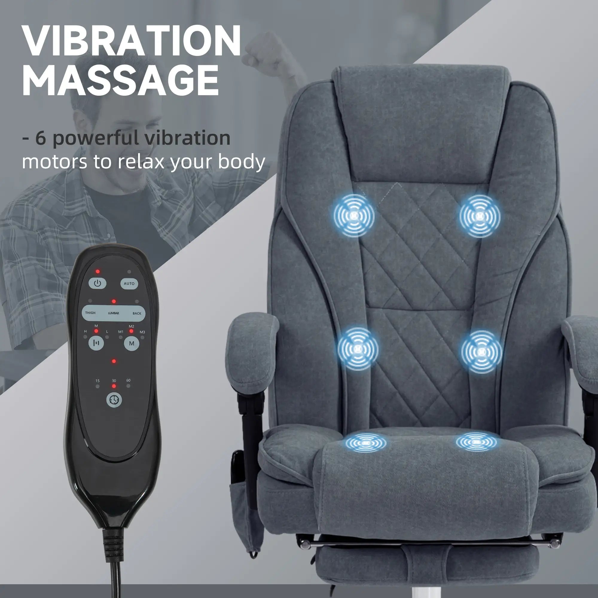 Massage Office Chair, Reclining Computer Chair, Adjustable Height, Footrest, Dark Grey Massage Chairs at Gallery Canada