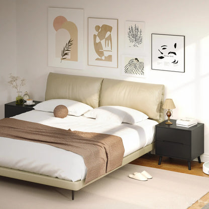 Modern Nightstands Set Of 2, 2 Drawers, Solid Wood Legs, Black Bedside Tables at Gallery Canada