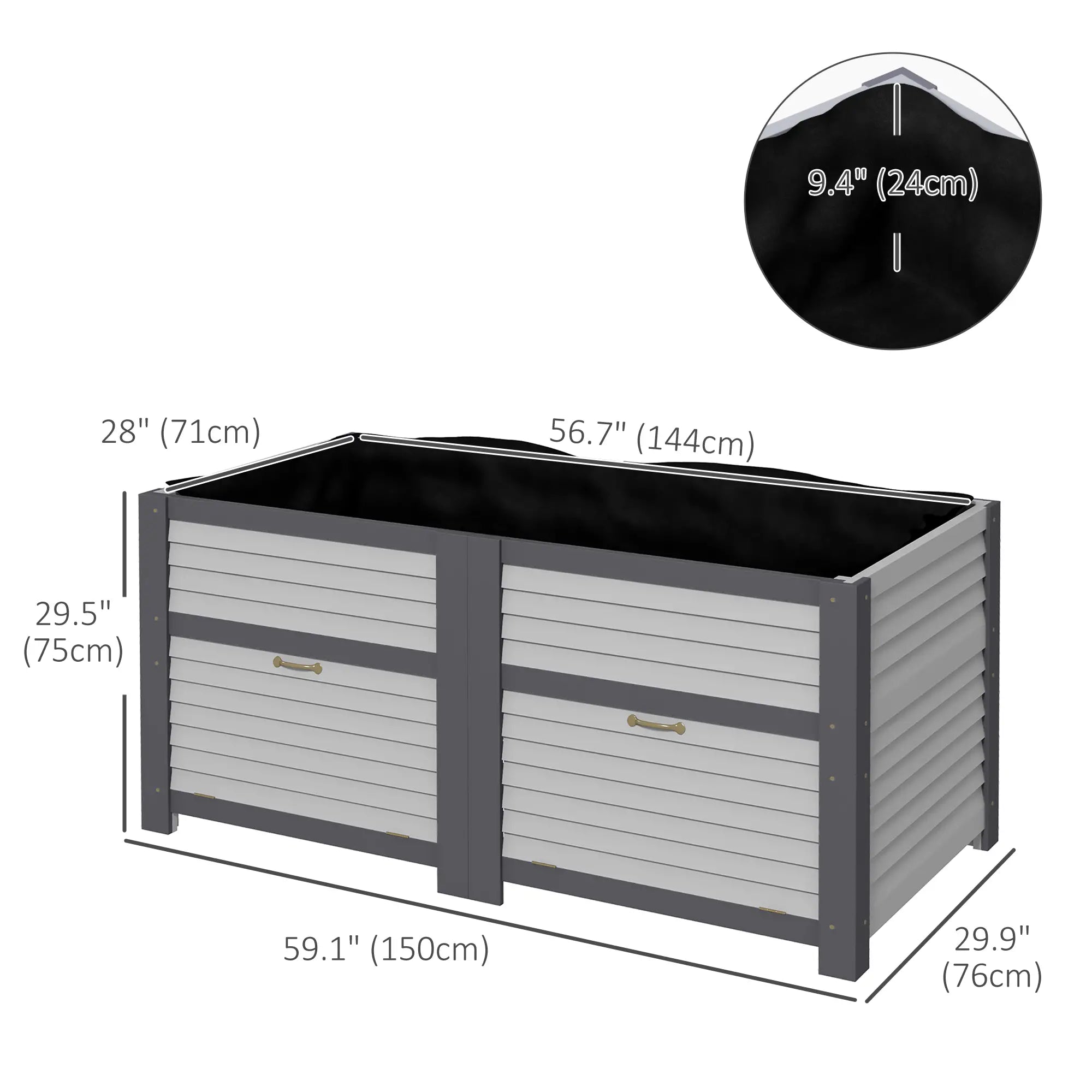 Wooden Elevated Planter Box with Storage, 59