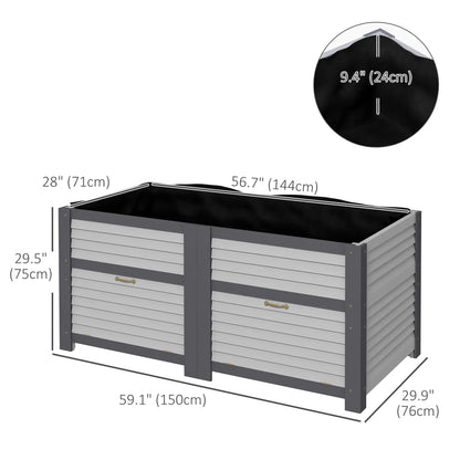 Wooden Elevated Planter Box with Storage, 59" x 30" x 29.5", Grey Galvanized Planter Boxes at Gallery Canada