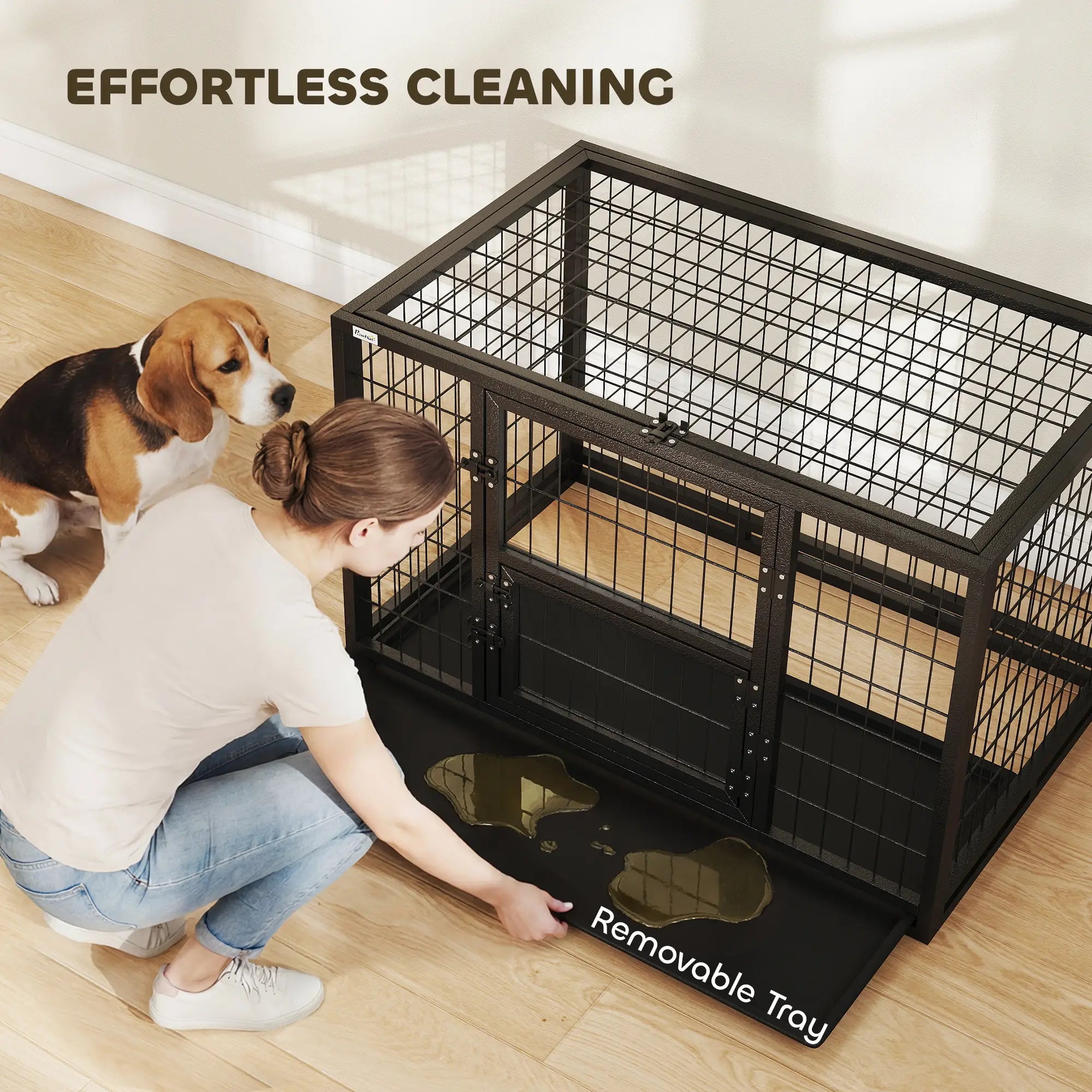 37 Inch Heavy Duty Dog Crate, Metal Kennel With Removable Tray Dog Cages & Crates at Gallery Canada