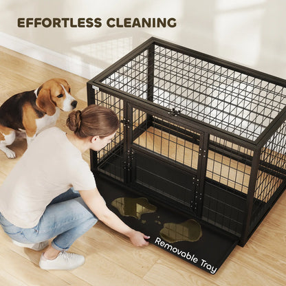 37 Inch Heavy Duty Dog Crate, Metal Kennel With Removable Tray Dog Cages & Crates at Gallery Canada