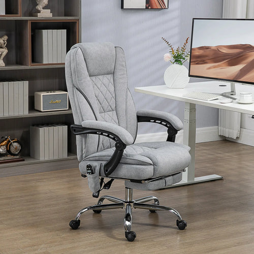 Massage Office Chair, Reclining Computer Chair, Adjustable Height, Footrest, Grey