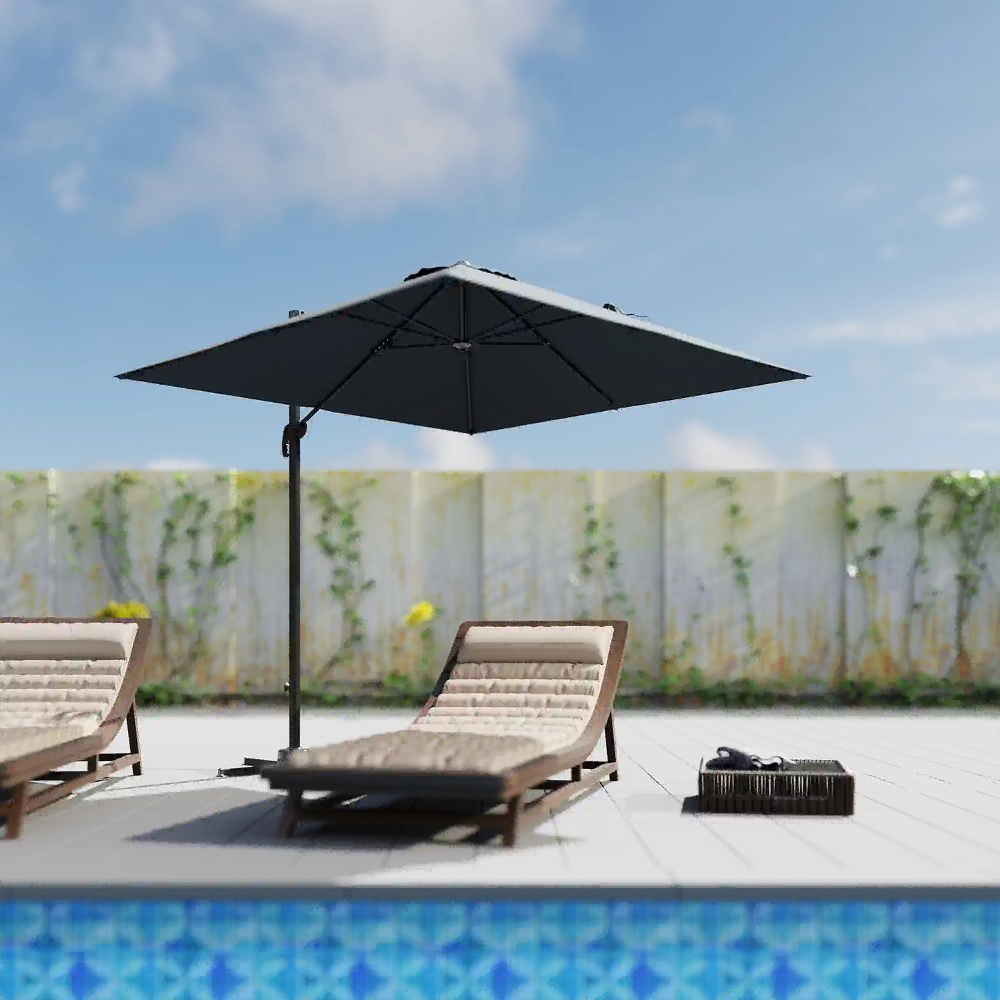 8 FT Aluminum Cantilever Patio Umbrella, 360° Rotation, Dark Grey Offset Cantilever Umbrellas at Gallery Canada