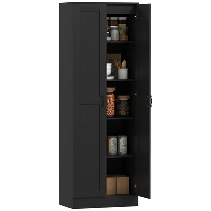 69" Tall Pantry Cabinet, Adjustable Shelves, Soft Close Doors, Black Kitchen Pantry Cabinets at Gallery Canada