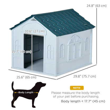 26" Plastic Dog House, Outdoor with Air Vents, Small Medium Dogs, Blue Houses, Kennels & Pens at Gallery Canada