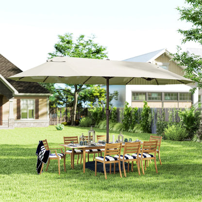 15' Outdoor Patio Umbrella, Twin Canopy Sunshade, Steel Table, Cream Sun Umbrellas at Gallery Canada