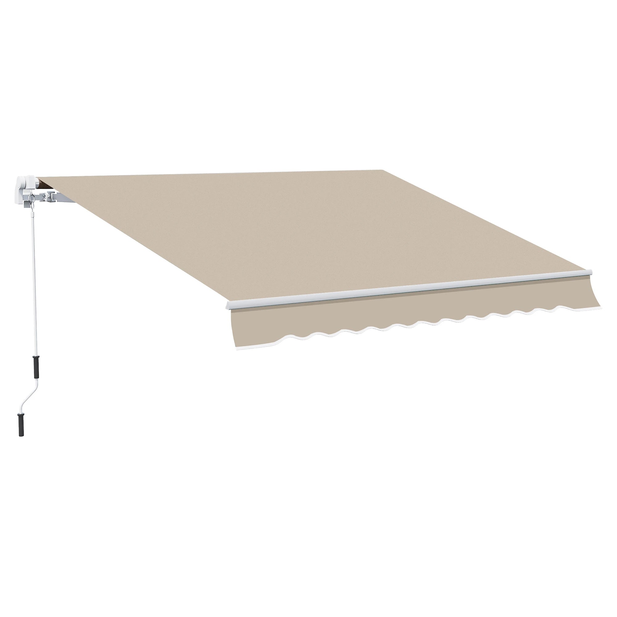 13' x 8' Retractable Patio Awning, Sun Shade Canopy, Aluminum Frame, Khaki Window Awnings Khaki at Gallery Canada