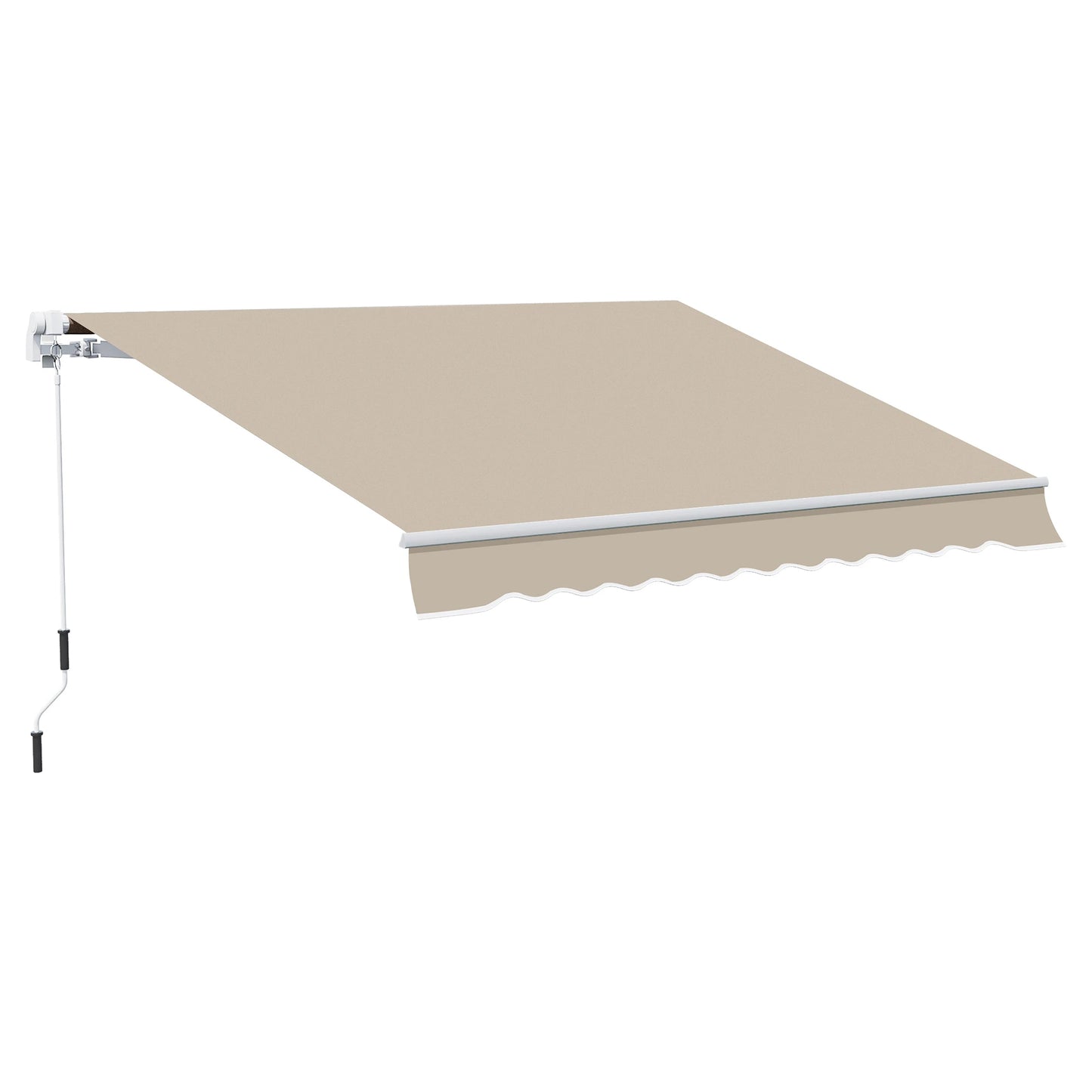 13' x 8' Retractable Patio Awning, Sun Shade Canopy, Aluminum Frame, Khaki Window Awnings Khaki at Gallery Canada