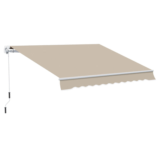 13' x 8' Retractable Patio Awning, Sun Shade Canopy, Aluminum Frame, Khaki Window Awnings Khaki at Gallery Canada