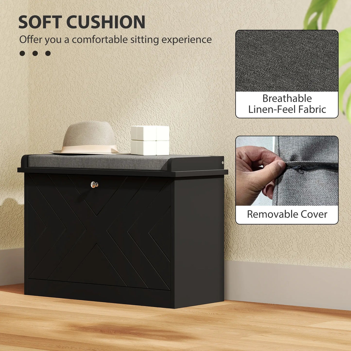 Shoe Storage Bench with Seat, Flip Drawer, Adjustable Shelf, 6 Pairs Shoe Storage Cabinets & Racks at Gallery Canada