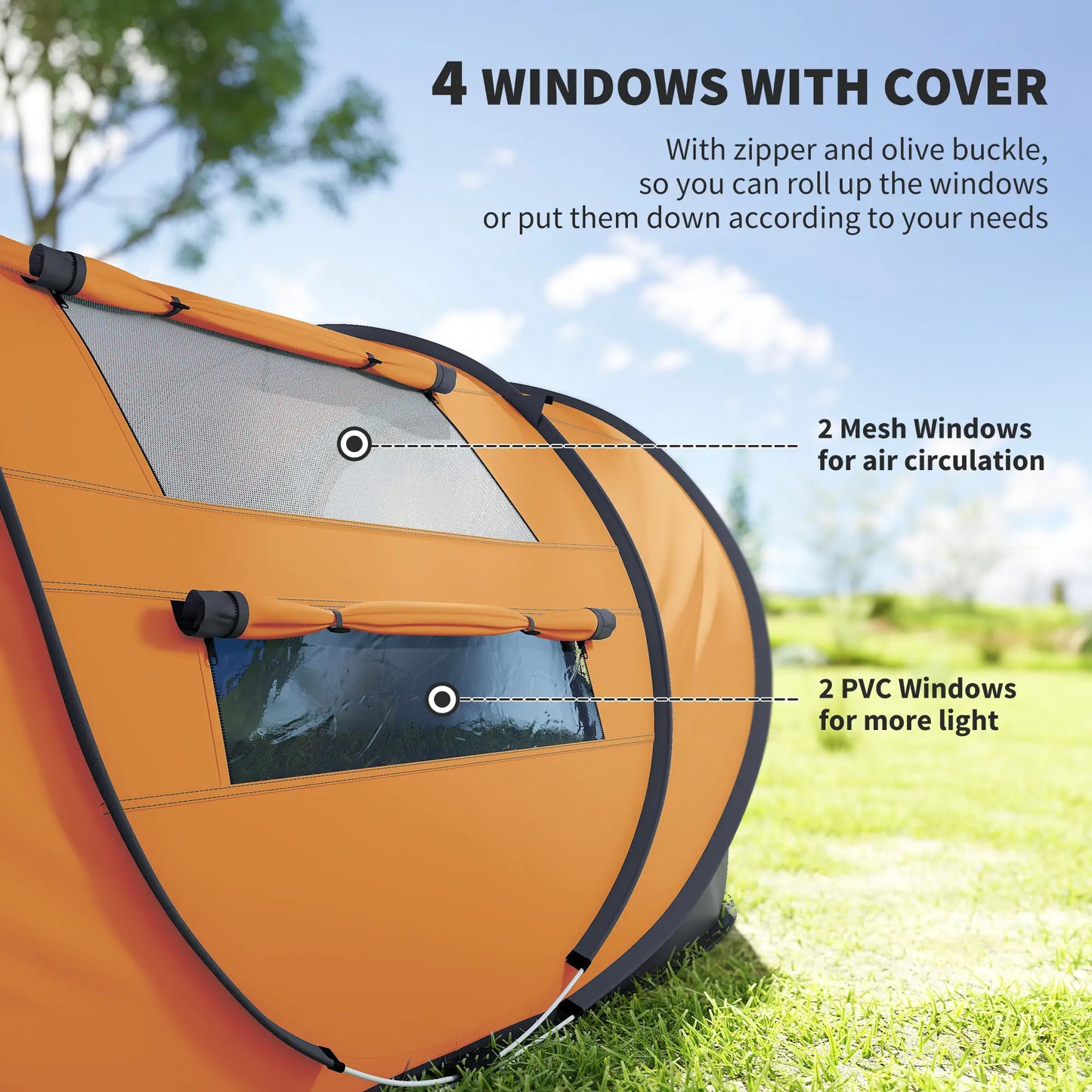 4 Person Pop Up Tent, Automatic Setup, Orange Camping Tents at Gallery Canada