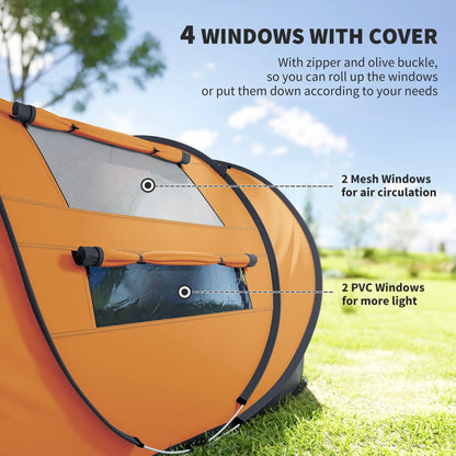 4 Person Pop Up Tent, Automatic Setup, Orange Camping Tents at Gallery Canada
