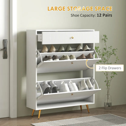 Narrow Shoe Storage Cabinet, Adjustable Shelves, 12 Pairs, White Shoe Storage Cabinets & Racks at Gallery Canada