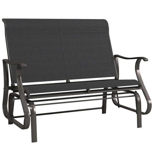 Garden Double Gliding Chair, Steel Frame, Mesh Seat Backrest, Black Outdoor Gliders Black, Brown at Gallery Canada